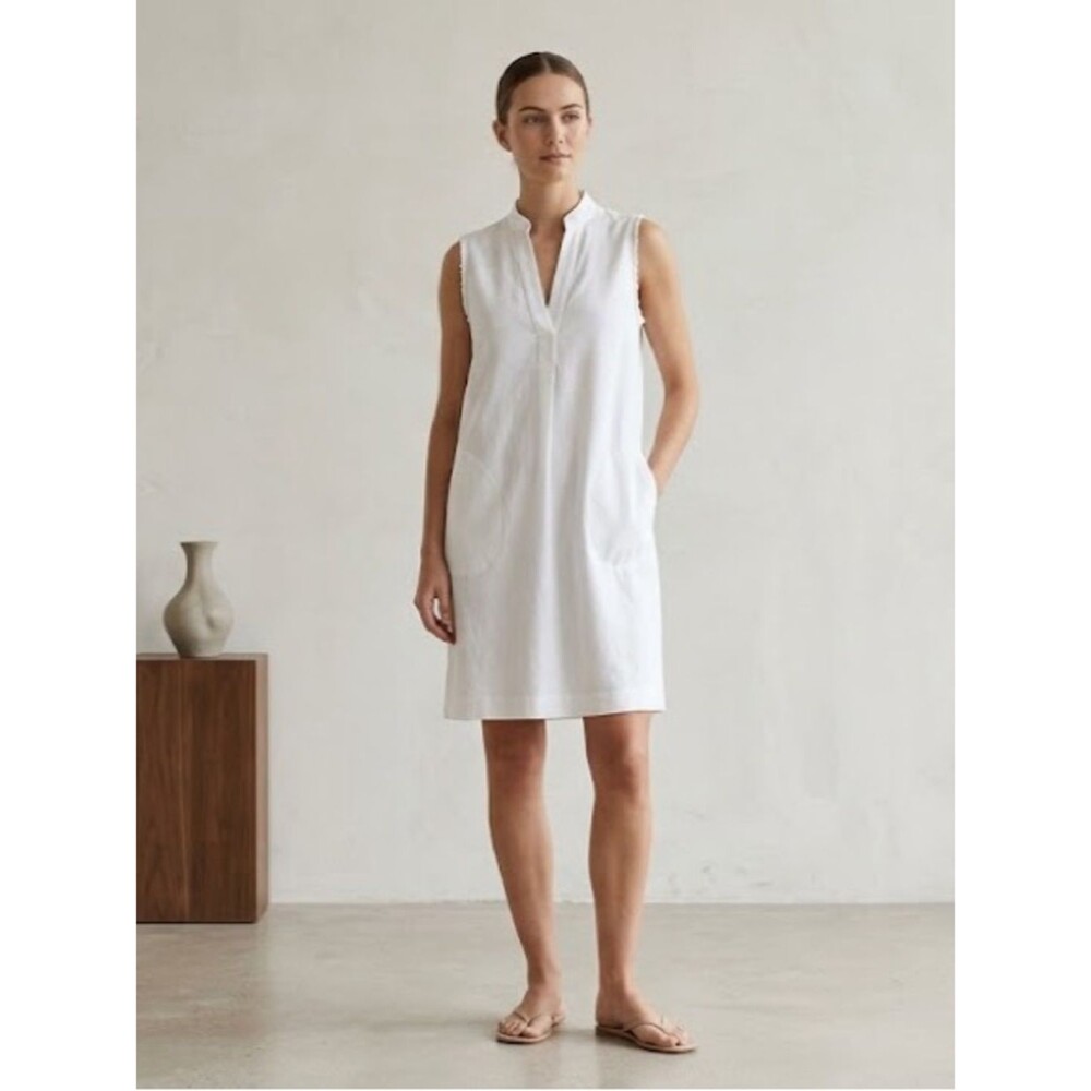 Parker Smith Alabaster Sleeveless Shift Midi Dress Size Small Country Club